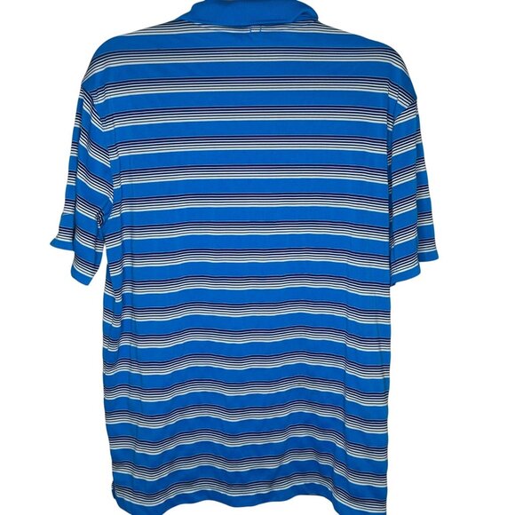 Nike Golf Mens Standard Fit Polo Shirt Blue White Striped Polyester Size L - Picture 2 of 8